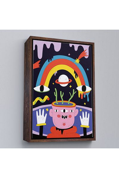 Harita Sepeti Pictură iconică Pop Art Alien cu cadru alb