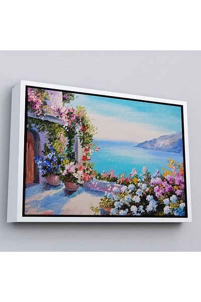 Harita Sepeti Frumos tablou de perete decorativ pe pânză pentru casă cu vedere la mare cu cadru alb