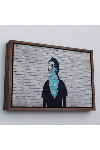 Harita Sepeti Pictură pe pânză pentru copii Anarchist Bansky cu cadru alb