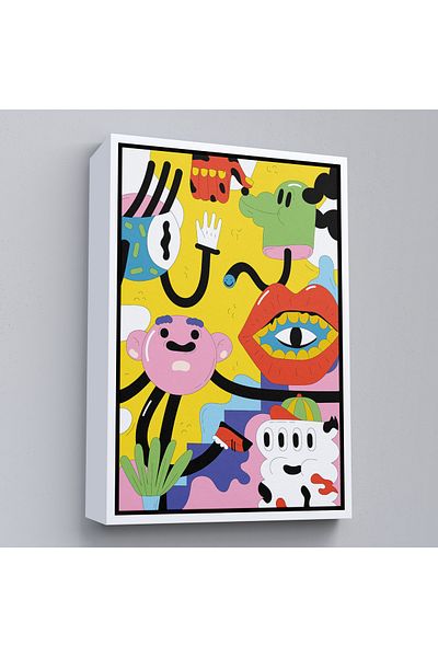 Harita Sepeti Pictură iconică Pop Art Alien cu cadru alb