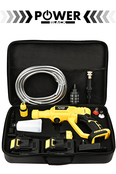 POWER BLACK 21v Yüksek Basınçlı Kömürsüz Motor Akülü Oto Araba Yıkama Makinesi Şarjlı