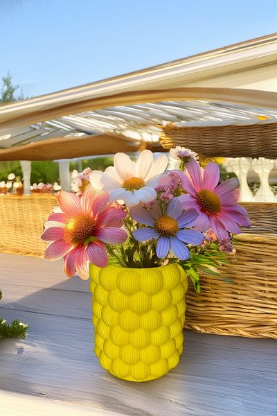 N NOXXO Nordic Decorative Bubble Vase Vegan Pla Yellow