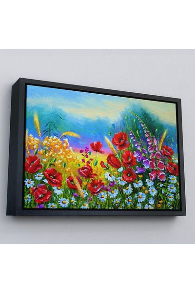 Harita Sepeti Flori colorate în cadru de aur Vizualizare pictură în ulei Pictură decorativă pe pânză