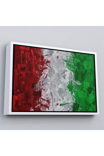 Harita Sepeti Pictură pe pânză cu steagul Italiei cu cadru alb, decor pentru casă și birou, club sportiv, decor bar