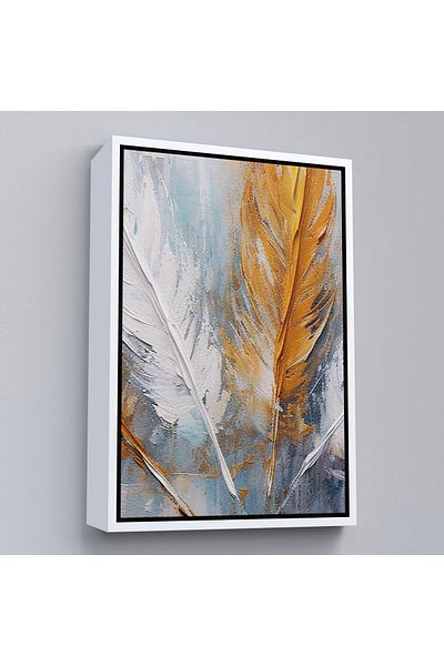 Harita Sepeti Pictură în pene modernă cu aspect de pictură în ulei cu cadru alb