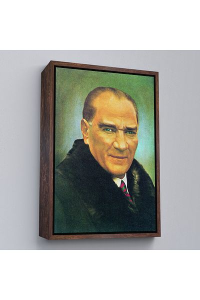 Harita Sepeti Pictură portret Ataturk cu cadru alb Mustafa Kemal Ataturk Pictură decorativă pe pânză dreptunghiulară