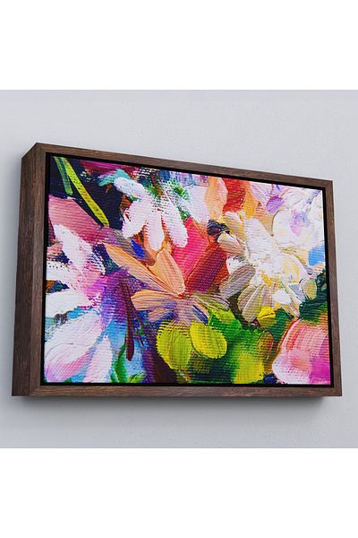 Harita Sepeti Rama albă, model de flori colorate, vedere pictură în ulei, pictură decorativă pe pânză