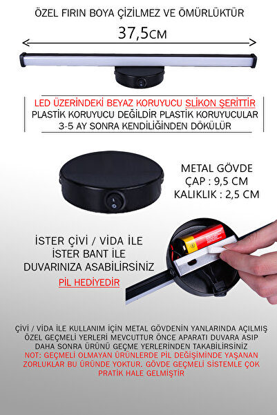 bymat 2 Adet Led Işık - Çerçeve Aplik - Pilli Aplik - Dekoratif Işık - Yapışkanlı Işık - Tablo Işık