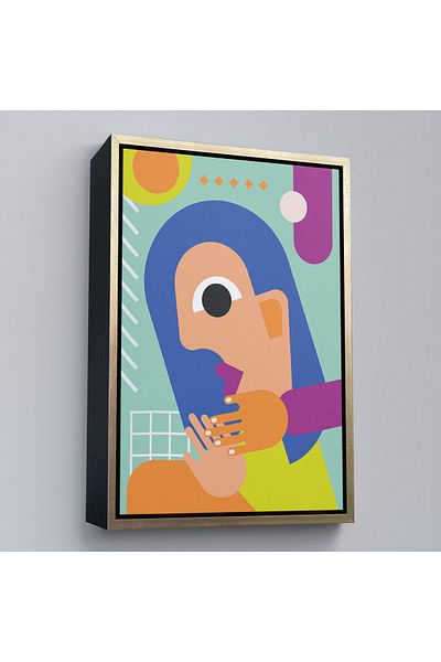 Harita Sepeti Pictură de femeie asiatică iconică Pop Art cu cadru auriu