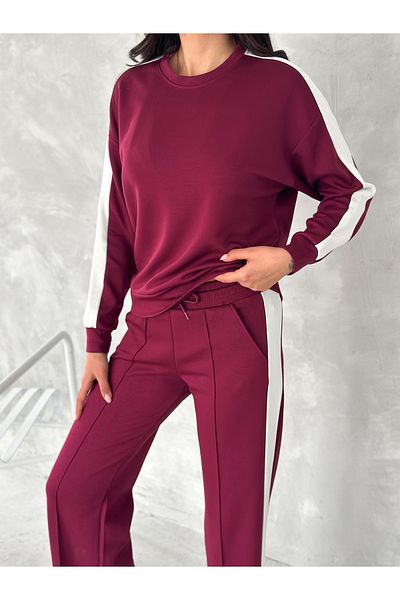 sportiness Wide Stripes Soft Texture Modal Fabric Tracksuit Set