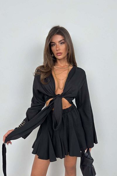 modaserdem    Boat Neck Long Sleeve Crop