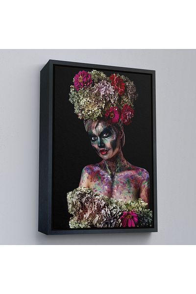 Harita Sepeti Machiaj de Halloween pentru fată frumoasă, pictură murală cu cadru auriu