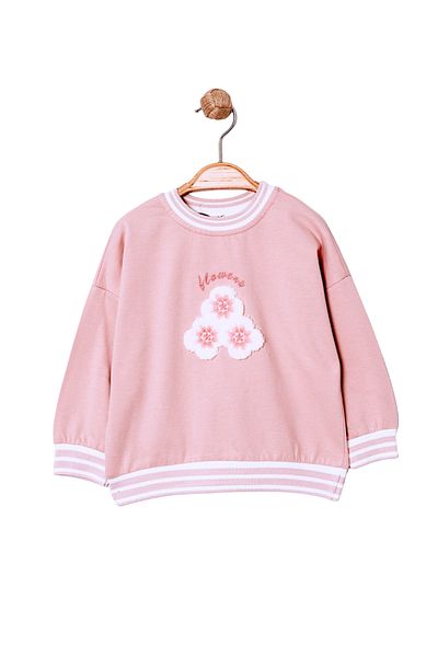 PERİ MASALI ATÖLYE Flowers Embroidered Girl's Sweatshirt