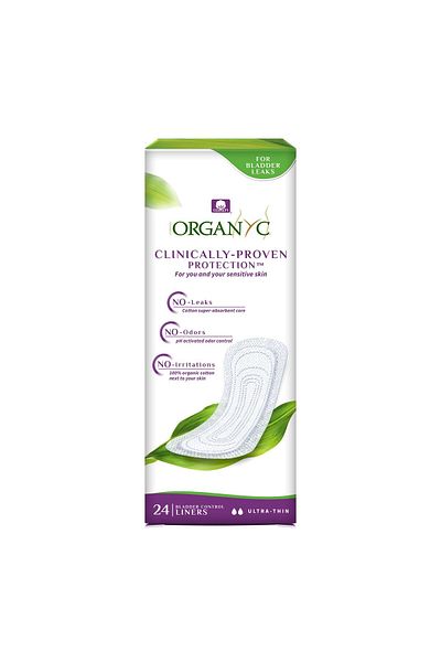 Organyc Organic Cotton Light Incontinence Liners, FSA/HSA Eligible, Ultra Thin, 24 Count