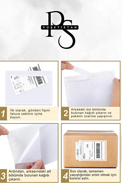 POŞETİSTAN 14x18cm 250 Adet Fatura Cebi