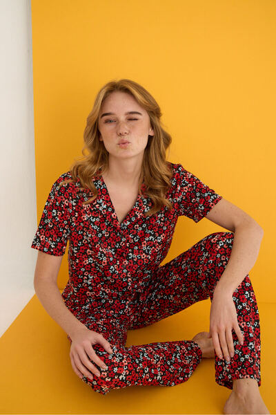 ELİTOL HELEN DÜĞMELİ PİJAMA TAKIMI