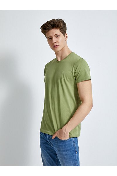 Ltb O-Neck Basic Short Sleeve Regular Green T-Shirt