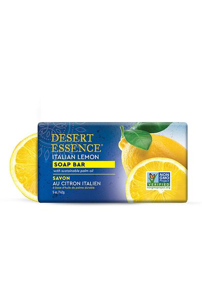 Desert Essence Exfoliating Italian Lemon Soap Bar with Palm Oil, Lemon Oil & Jojoba Oil