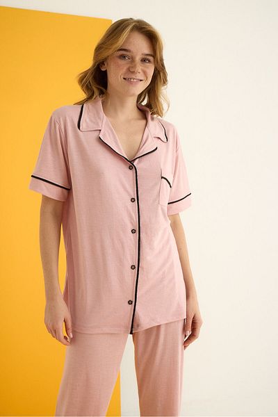 ELİTOL Viscose Buttoned Pajama Set
