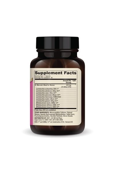 Dr Mercola Probiotics for Women 70B CFU, 30 Caps, Digestive Health, Non-GMO