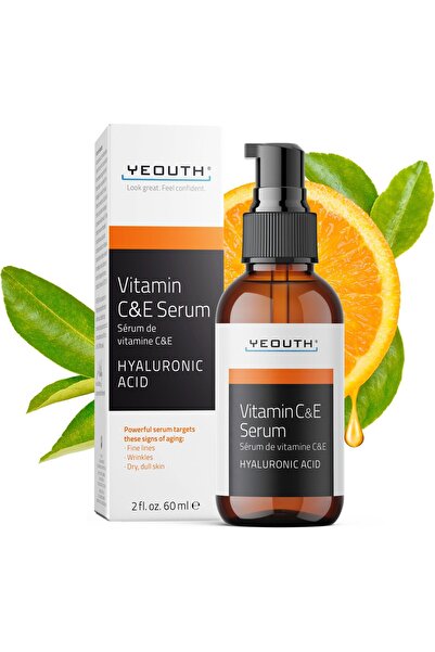 YEOUTH مصل فيتامين سي مع فيتامين إي وحمض الهيالورونيك، مرطب، يستهدف البقع الب...