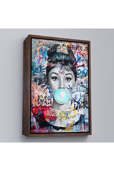 Harita Sepeti Ζωγραφική τοίχου με λευκό πλαίσιο Audrey Hepburn Graffiti Pop Art