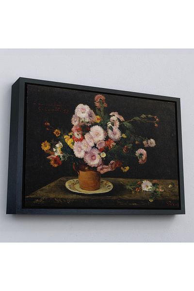 Harita Sepeti Buchet de aster cu cadru de aur, 1859, pictură de Gustave Courbet