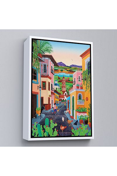 Harita Sepeti Pictură de perete Ortacağ Mexican Village cu cadru alb