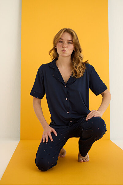 ELİTOL طقم بيجامة بأزرار من الخيزران