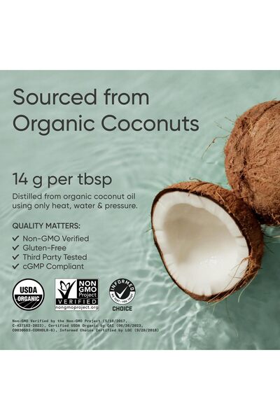 Sports Research Keto MCT Oil from Organic Coconuts - C8, C10, C12 MCTs, Non-GMO Vegan, Unflavored (32 Oz)