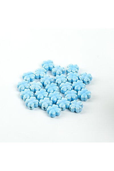 yfhobi 1 Adet - 11 mm Yonca Desenli Porselen Boncuk, Açık Mavi Renk Porselen ...
