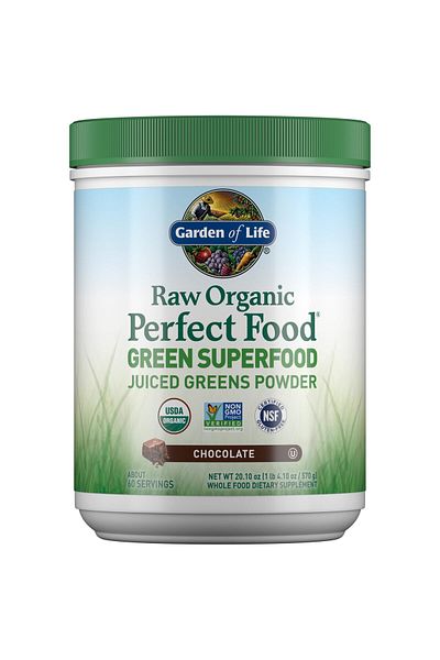 GARDEN OF LIFE Raw Organic Green Superfood Powder - Chocolate, 60 Servings, Non-GMO, Vegan, Probiotics, Enzymes