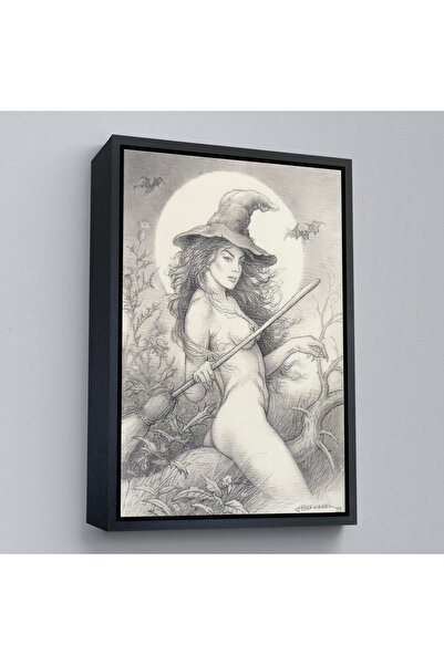 Harita Sepeti Vještičji let ka Šabatu sa crnim okvirom, vintage Halloween, vi...
