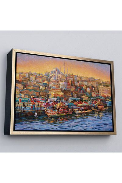 Harita Sepeti Rame aurii Safurance Bărci de pescuit Pictură în ulei Aspect Canvas Print