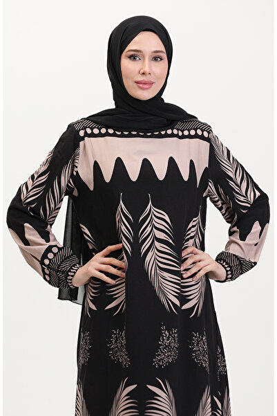 sefamerve Vzorované viskózové šaty – černé (0005-03)