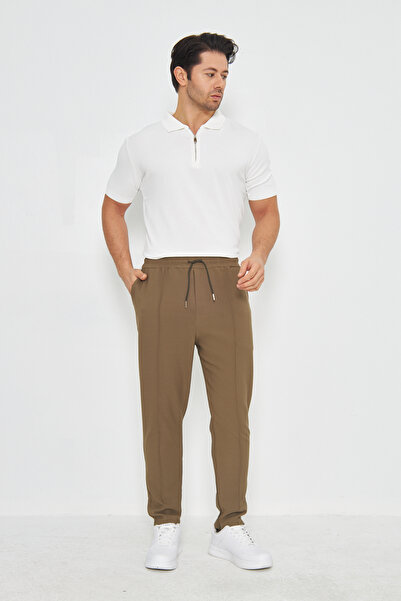 ZİNOX Men's Slim Fit Jogger with Side Pockets, Elastic Laces, Zippered Legs