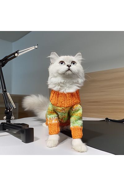 Lady Fify Orange Fleece Sweater for Cat Dog