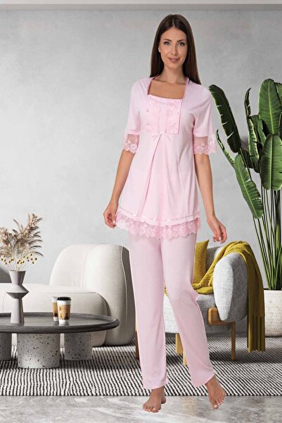 Effortt Mayss Collections 6032 Ροζ Χρώμα Θηλασμός Σετ Πιτζάμες εγκυμοσύνης