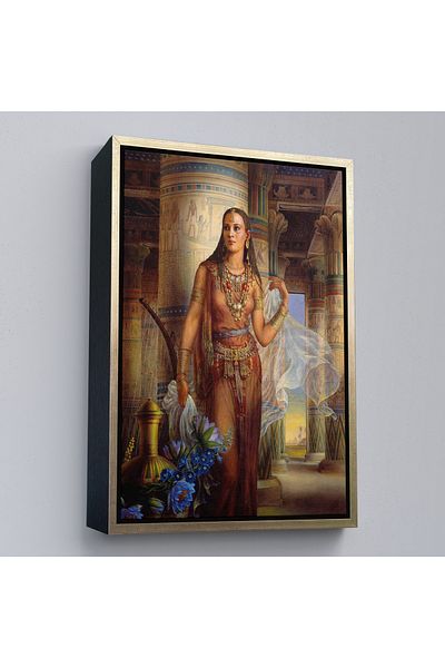 Harita Sepeti Επιτραπέζιο καμβά με χρυσό πλαίσιο Kinuko Yamabe Craft Αιγυπτιακή γυναίκα