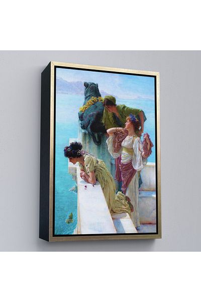 Harita Sepeti Стенопис „Момичета, гледащи морето от именията си“ с кафява рамка