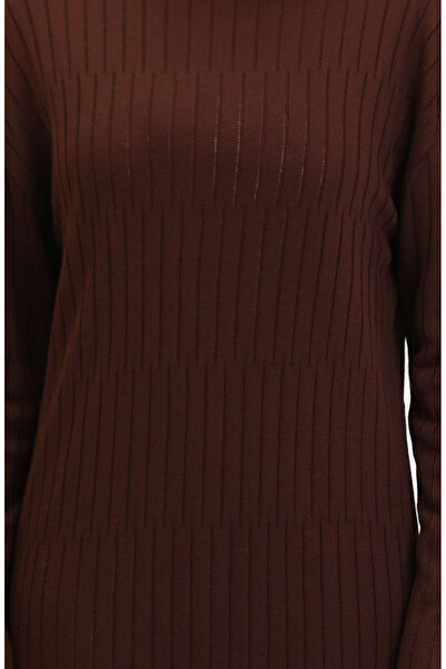 sefamerve Brown Corduroy Knitwear Dress 24207-05