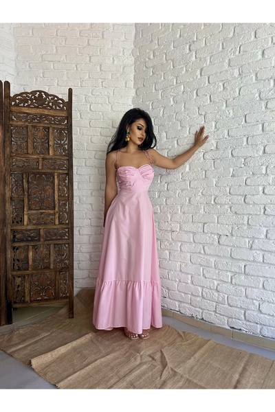 moneta boutique Strappy Poplin Γυναικείο Φόρεμα - Λεπτομέρεια βολάν