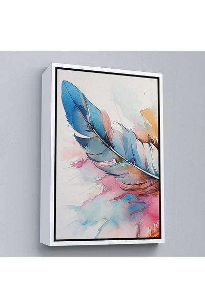 Harita Sepeti Pictură modernă cu pene cu aspect acuarelă cu cadru alb