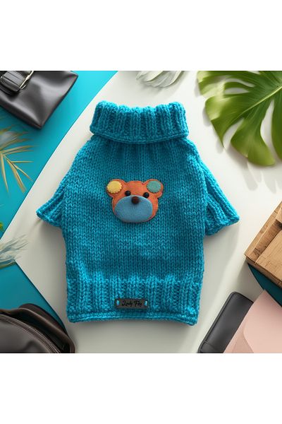 Lady Fify Blue Sweater with Teddy Bear for Cat Dog