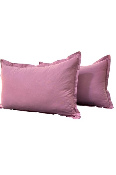 Hayal çeyiz Cotton 2 Pillow Cases, Dusty Rose with Hidden Zipper