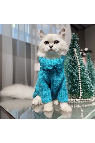 Lady Fify Blue Sweater with Teddy Bear for Cat Dog