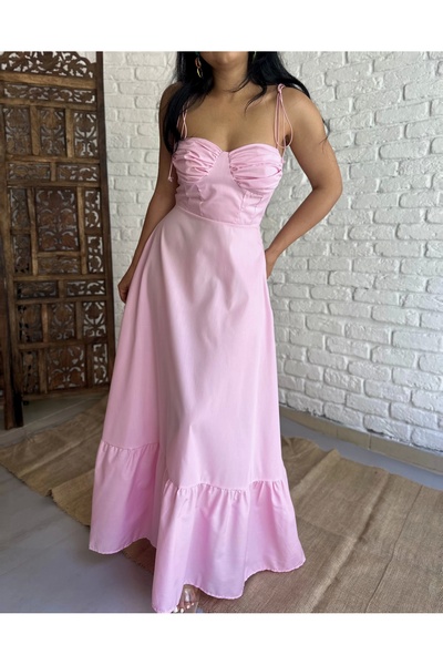 moneta boutique Strappy Poplin Γυναικείο Φόρεμα - Λεπτομέρεια βολάν