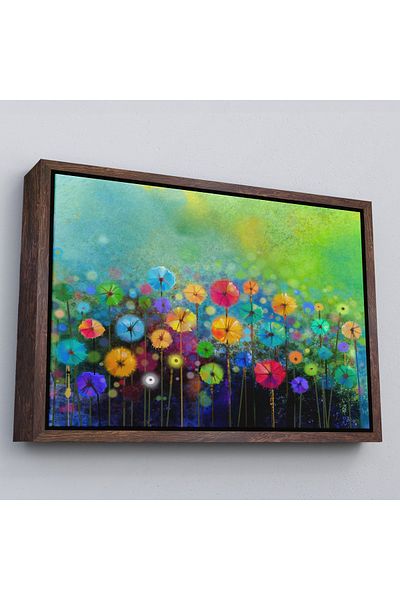 Harita Sepeti Flori abstracte în cadru alb Vedere acuarelă Pictură decorativă pe pânză
