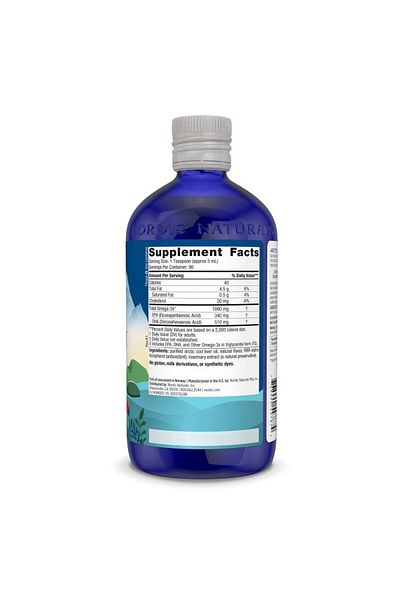 Nordic Naturals Arctic Cod Liver Oil, Orange - 16oz - 1060mg Omega-3s - Heart, Brain, Immunity - Non-GMO