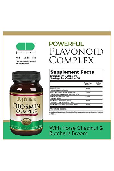LifeTime Diosmin Flavonoid Complex | Circulation, Vein & Heart Support with Horse Chestnut | 60ct